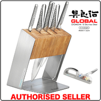 Global KATANA Global Katana 6Pc Knife Block Set Knives & 3 STAGE MINOSHARP Sharpener