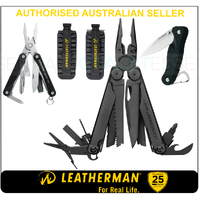 LATEST '18 Leatherman BLK WAVE PLUS + MultiTool & BitKit & Skeletool Knife & Squirt BLK
