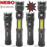 NEBO SLYDE KING 4 PACK 330 Lumen Rechargeable LED Flashlight Work Light 4 Mode 89510
