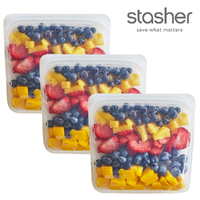 Stasher 3pc Sandwich Reusable Snack Bag Cook Freeze Store 3-In-1 , Clear 450ml