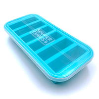 New Souper Cubes 1/2 Half Cup Freezing Tray w/ Lid , Aqua