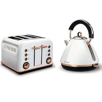 NEW MORPHY RICHARDS ACCENTS ROSE GOLD KETTLE + 4 SLICE TOASTER , MATTE WHITE