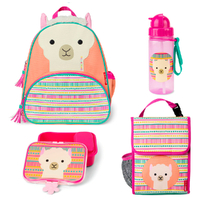 Skip Hop Zoo Backpack + Lunch Bag  + Lunch Box + Drink Bottle 4pc Set - Llama