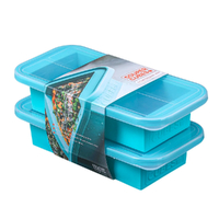 Souper Cubes 2 Cup Freezing Tray W/ Lid , Aqua 2 Pack