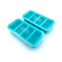 Souper Cubes 1 Cup Freezing Tray W/ Lid , Aqua 2 Pack