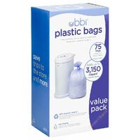 UBBI BIN 3 PACK PLASTIC LINER BAG 75 PACK UP TO 3,150 NEWBORN NAPPY DIAPER