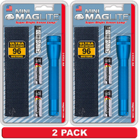 NEW 2 PACK X MAGLITE 2AA CELL BLUE FLASHLIGHT WITH POUCH MADE IN USA