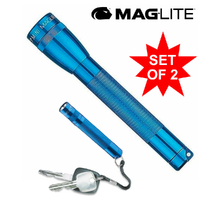 MAGLITE FLASHLIGHT 2AA BLUE & SOLITAIRE COMBO MADE IN USA
