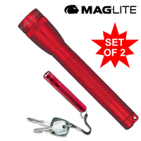 MAGLITE FLASHLIGHT 2AA RED & SOLITAIRE COMBO MADE IN USA
