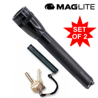 MAGLITE FLASHLIGHT 2AA BLACK & SOLITAIRE COMBO MADE IN USA