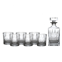 Royal Doulton Earlswood Crystal Whiskey Decanter Set - Decanter + 6 Tumblers