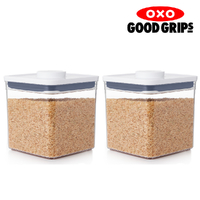 2 x OXO GOOD BIG SQUARE SHORT 2600ml AIR TIGHT 2.6L POP 2.0 CONTAINER