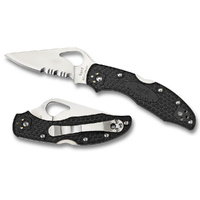 Spyderco Byrd Lightweight Meadowlark 2 Knife , Combo Blade Black YSBY04PSBK2