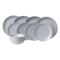 Royal Doulton Gordon Ramsay Maze Light Grey 12pc Dinner Stoneware Set , Set of 12