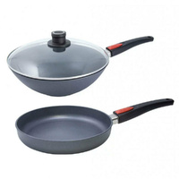 WOLL 2PC DIAMOND LITE INDUCTION 24CM FRYPAN 30CM WOK NON-STICK REMOVABLE HANDLE