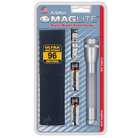 NEW MAGLITE 2AA CELL SILVER FLASHLIGHT WITH POUCH MADE IN USA