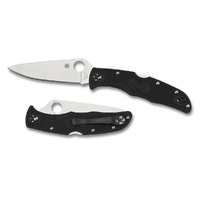 Spyderco Endura 4 Lightweight Black Flat Ground Plain Blade Folding Knife , YSC10FPBK