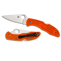 Spyderco Delica 4 Orange Flat Ground , Plain Blade Knife YSC11FPOR
