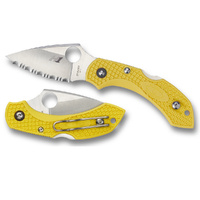Spyderco Dragonfly 2 Salt Yellow H1 - Serrated Blade Folding Knife , YSC28SYL2