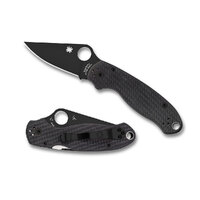Spyderco Para 3 Black Handle - Plain Black Blade Folding Knife , YSC223GPBK