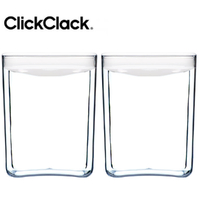 2 X CLICKCLACK 3.3L PANTRY CUBE CONTAINER W/ LID WHITE 3300ML AIR TIGHT
