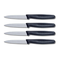 Victorinox 4pc Paring Knife Set of 4 , Serrated Edge Pointed Tip , Black 5.0633