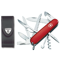VICTORINOX SWISS ARMY KNIFE HUNTSMAN RED + LEATHER BELT POUCH COMBO