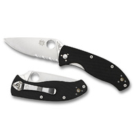 Spyderco Tenacious G-10 Black - Combo Blade Folding Knife YSC122GPS 
