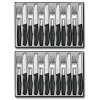 Victorinox 2 x 12 Piece Steak Knife & Fork Cutlery Set of 24pc Black