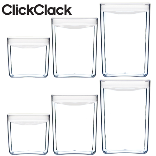 New CLICKCLACK 6 Piece Pantry Large Cube Box Set Air Tight Containers 6pc