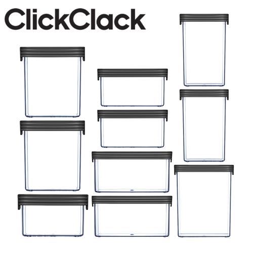 CLICKCLACK 10 Piece Basics Starter Pack Air Tight Containers 10pc Grey