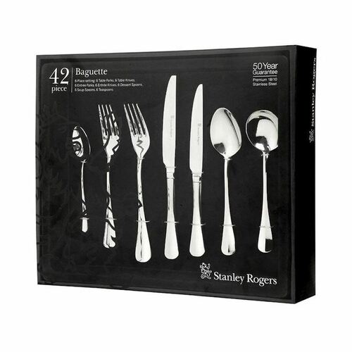New STANLEY ROGERS BAGUETTE 42 Piece Stainless Steel 42pc Cutlery Set 