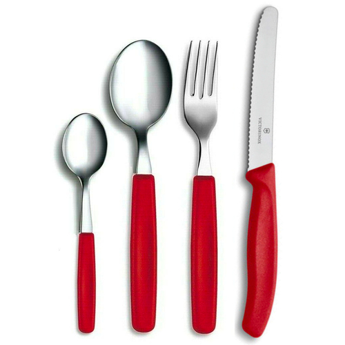 New VICTORINOX 24 Piece Steak Knife Table Cutlery Set RED 24pc Made in Switzerland