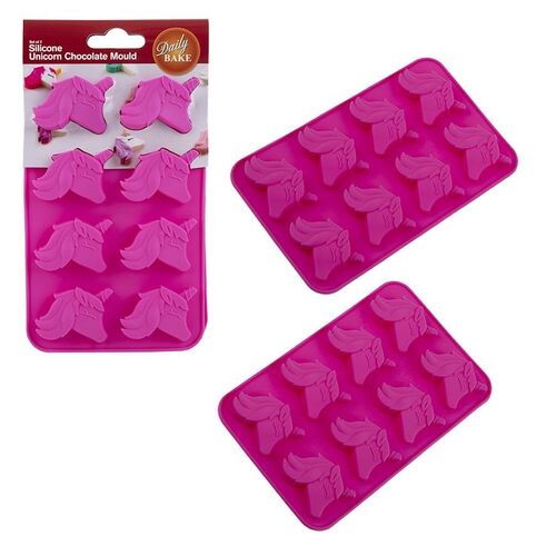 DAILY BAKE SILICONE UNICORN 8 CUP CHOCOLATE MOULD SET 2 - PINK