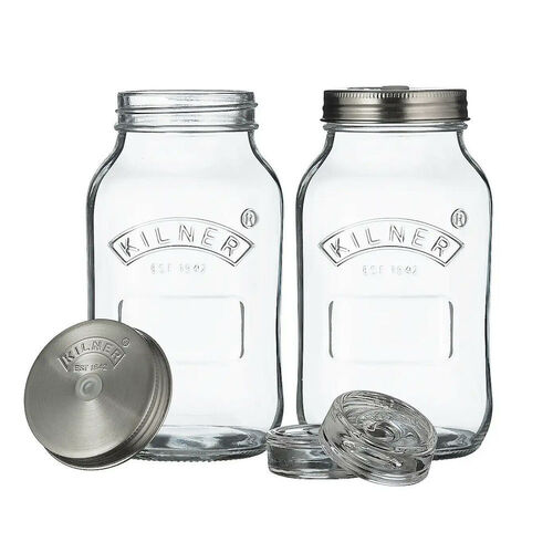 New Kilner Glass Set of 2 Fermentation 1 Litre Jar 