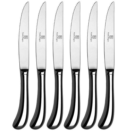 Stanley Rogers 6 Piece Steak Knife Set Pistol Grip Knives - Stainless Steel 6pc