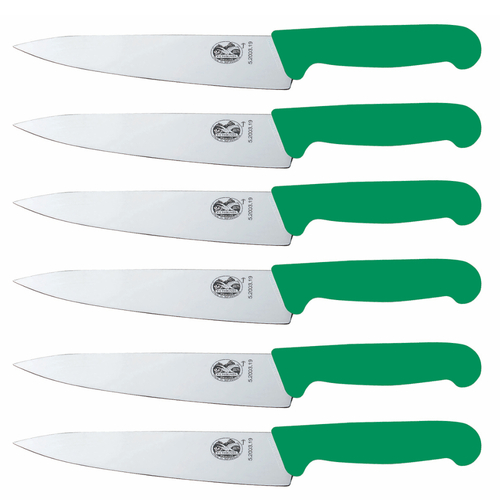 New Victorinox 19cm Cook's Chef Carving Knife Green Fibrox - Set of 6