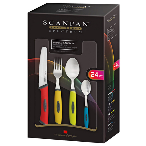 New Scanpan 24pc Spectrum Soft Touch Cutlery Set 24 Piece Colour Gift Box
