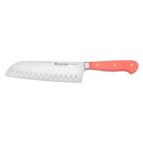 Wusthof Classic Santoku with Hollow Edge Knife 17cm - Coral Peach