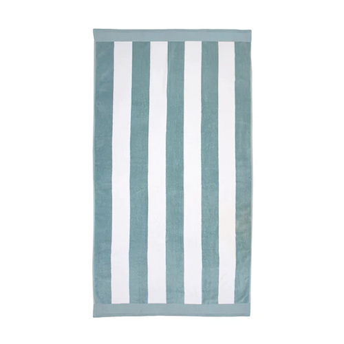 Bambury Classic Stripe Velour Beach Towel , Surf 95 x 175cm