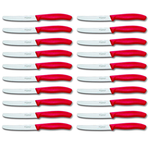 VICTORINOX STEAK KNIVES ROUND TIP X 20 KNIVES 205.0831 - RED COLOUR *BEST PRICE*