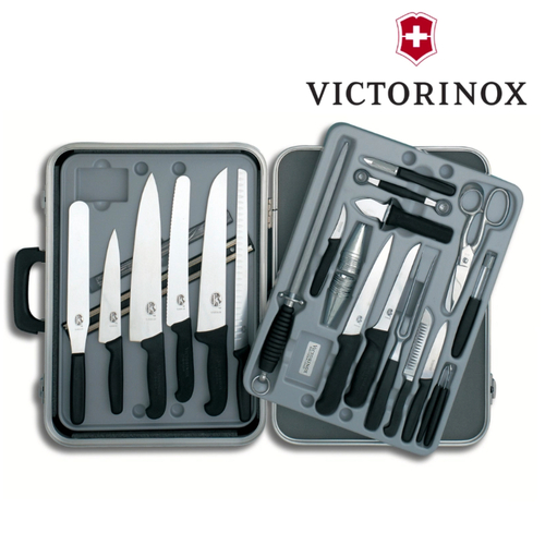 New Victorinox Chefs Case of Fibrox Knives Large - Black 5.4923