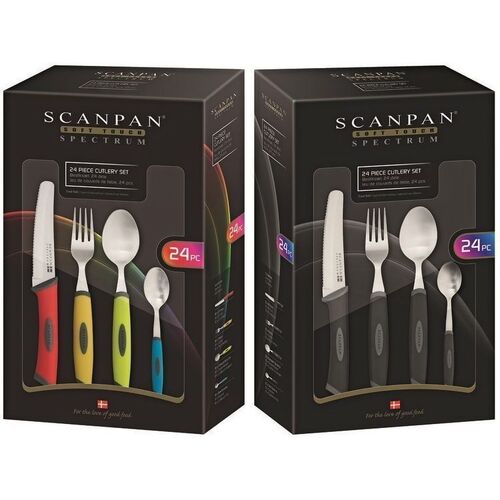 Scanpan 24pc Spectrum Soft Touch Cutlery Set 24 Piece - Select Grey or Colour