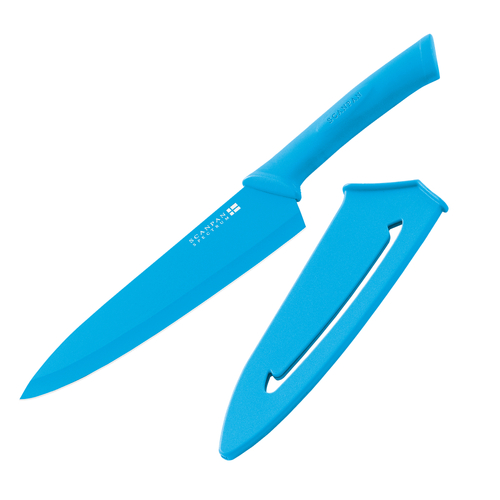 SCANPAN SPECTRUM SOFT TOUCH COOKS KNIFE W/ SHEATH 18CM - BLUE BRAND NEW SAVE 