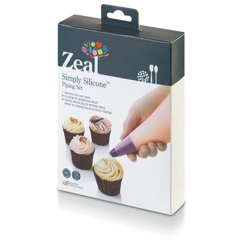 Cake Decorating Simply Silicone ZEAL Piping Set 5 Nozzles AND Icing Bag