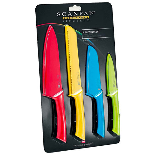 New Scanpan Spectrum 4 Piece Kitchen Knife Set - Coloured 4pc