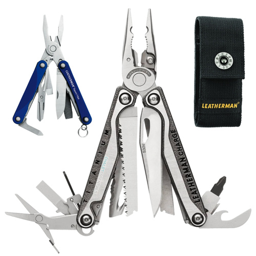 Leatherman CHARGE TTI + PLUS Titanium Multi-Tool & Nylon Sheath & Squirt Blue