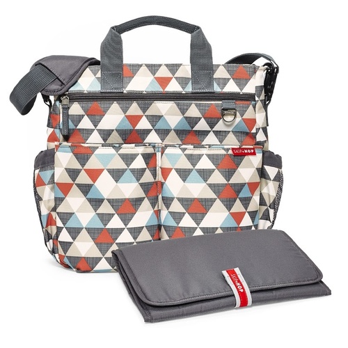 NEW SKIP HOP DUO SIGNATURE NAPPY DIAPER BABY BAG W/ CHANGING MAT - TRIANGLES SKIPHOP