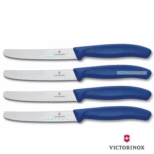 Victorinox Steak & Tomato 11cm Knife Pistol Grip Set x 4 Knives - Blue