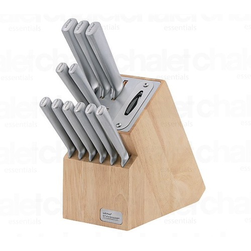 New WILTSHIRE Premium 12 Piece STAINLESS STEEL Knife Block Set W/ Sharpener 41191